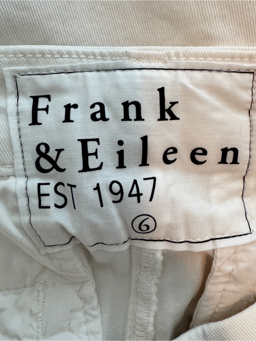 Frank & Eileen Wicklow White Italian Chino Pant Size 6 Cropped Straight Leg - Picture 5 of 6